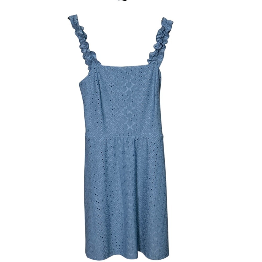 Love Tree Blue Eyelet Ruffle Strap Dress - Women's Medium Sleeveless